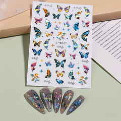 Butterfly Pattern Nail Art Stickers Laser 3D Self-adhesive Nail Decal