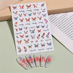 Butterfly Pattern Nail Art Stickers Laser 3D Self-adhesive Nail Decal