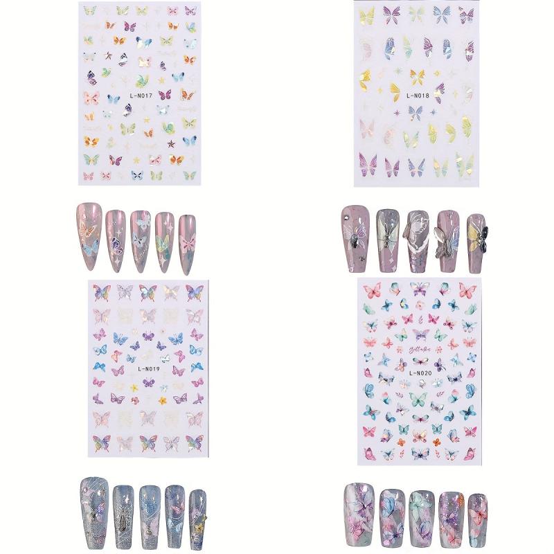 Butterfly Pattern Nail Art Stickers Laser 3D Self-adhesive Nail Decal