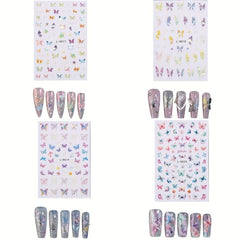 Butterfly Pattern Nail Art Stickers Laser 3D Self-adhesive Nail Decal