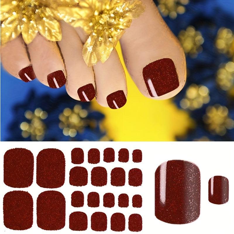 Glitter Toenail Stickers Full Wraps Self Adhesive Toenail Art Tips