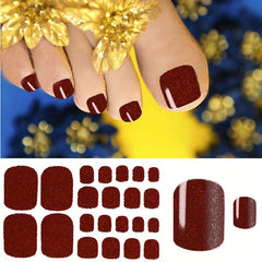 Glitter Toenail Stickers Full Wraps Self Adhesive Toenail Art Tips