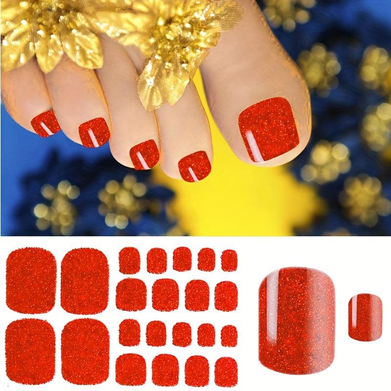 Glitter Toenail Stickers Full Wraps Self Adhesive Toenail Art Tips