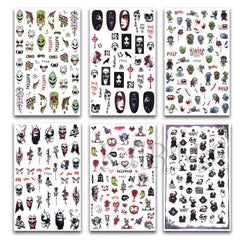 Halloween Nail Art Stickers Skull Rose Horror Eyeball Zombie Nail Decals