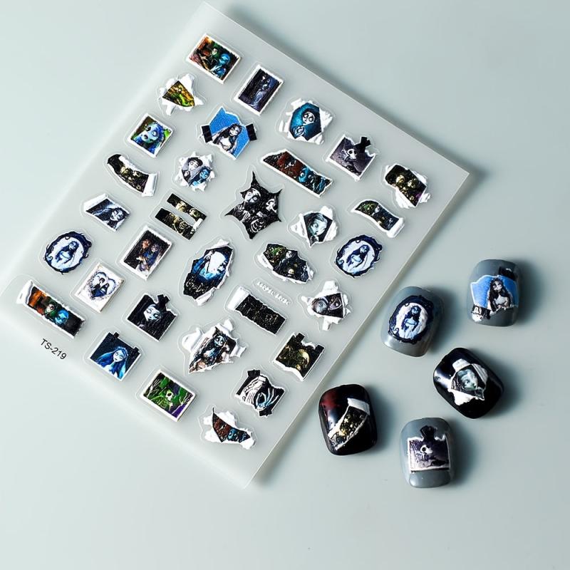 2pcs 5D Halloween Nail Stickers Skull Nail Decals DIY Nail Salons Self Adhesive