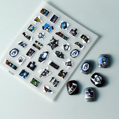 2pcs 5D Halloween Nail Stickers Skull Nail Decals DIY Nail Salons Self Adhesive