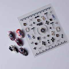 2pcs 5D Halloween Nail Stickers Skull Nail Decals DIY Nail Salons Self Adhesive