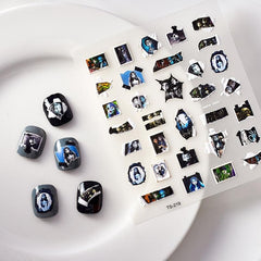 2pcs 5D Halloween Nail Stickers Skull Nail Decals DIY Nail Salons Self Adhesive