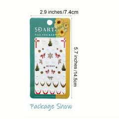 Christmas Nail Art Stickers Self Adhesive Snowflake Santa Claus Elk