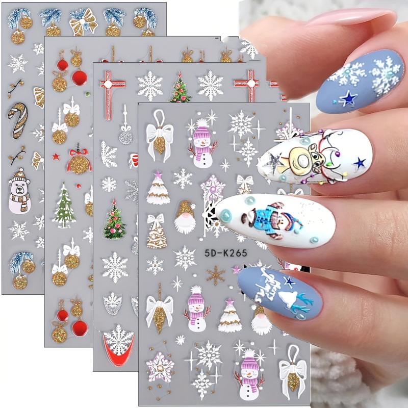 Christmas Nail Art Stickers Self Adhesive Snowflake Santa Claus Elk