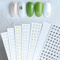 3D Holographic Old English Nail Art Stickers