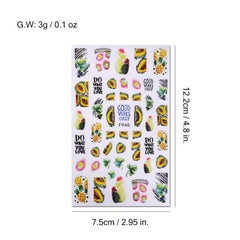 Summer Fruit Nail Art Stickers Decal for Women
