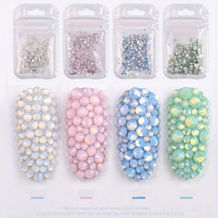 Opal Crystal Rhinestone Nail Art Stickers Non Hotfix DIY Nail Decorations