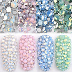 Opal Crystal Rhinestone Nail Art Stickers Non Hotfix DIY Nail Decorations