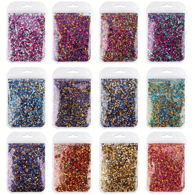 12 Colors Holographic Glitter Nail Supplies for Manicure Tips