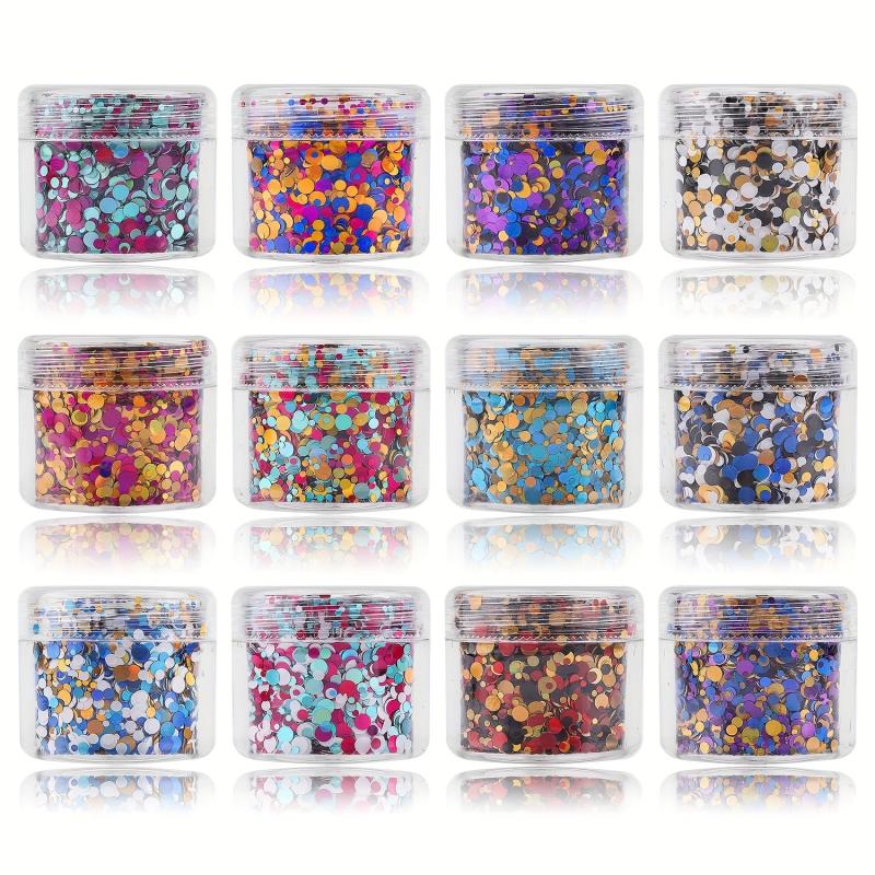 12 Colors Holographic Glitter Nail Supplies for Manicure Tips