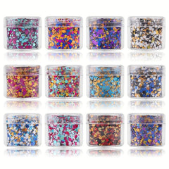 12 Colors Holographic Glitter Nail Supplies for Manicure Tips