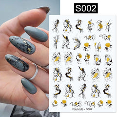3D Nail Art Stickers Graffiti Decals Abstract Line DIY Manicure Decoration