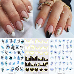 3D Nail Art Stickers Graffiti Decals Abstract Line DIY Manicure Decoration