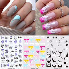 3D Nail Art Stickers Graffiti Decals Abstract Line DIY Manicure Decoration