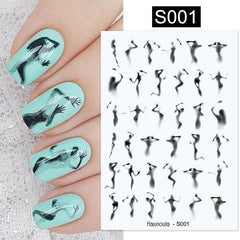 3D Nail Art Stickers Graffiti Decals Abstract Line DIY Manicure Decoration