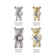 10 Pcs Bear Heart Crystal Nail Art Decorations
