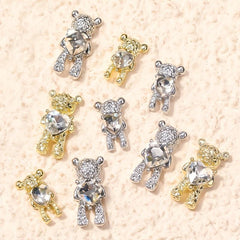 10 Pcs Bear Heart Crystal Nail Art Decorations