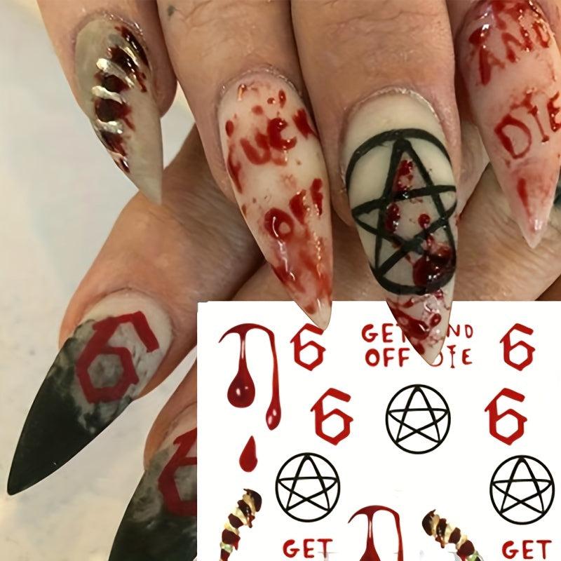 Halloween Nail Water Transfer Stickers - Pumpkin Spider Web Decals