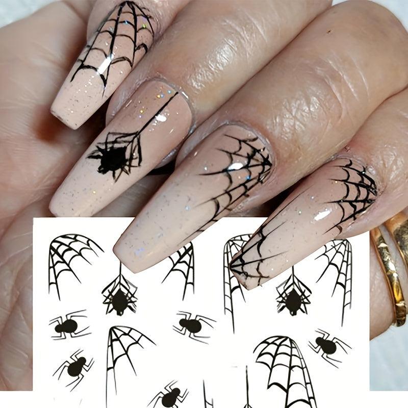 Halloween Nail Water Transfer Stickers - Pumpkin Spider Web Decals