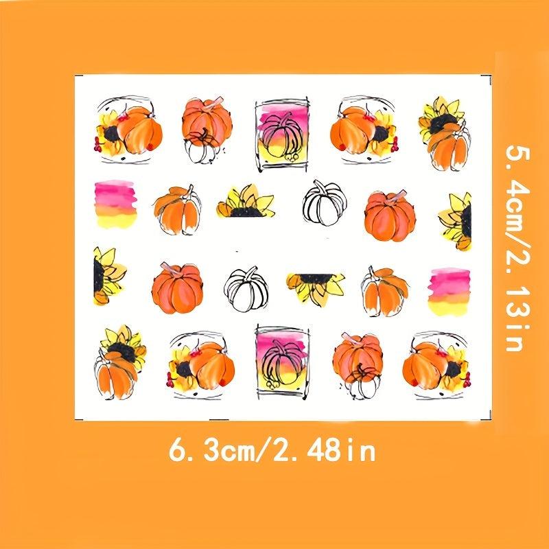 Halloween Nail Water Transfer Stickers - Pumpkin Spider Web Decals