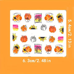 Halloween Nail Water Transfer Stickers - Pumpkin Spider Web Decals