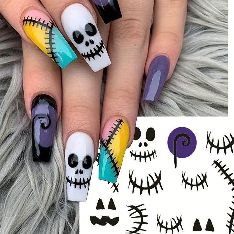 Halloween Nail Water Transfer Stickers - Pumpkin Spider Web Decals