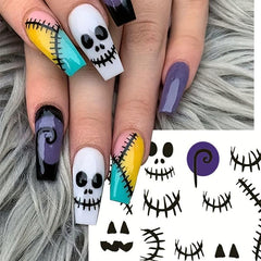 Halloween Nail Water Transfer Stickers - Pumpkin Spider Web Decals