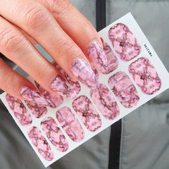 Pink Green Marble Print Toenail Polish Stickers Self Adhesive Art Decal Strips