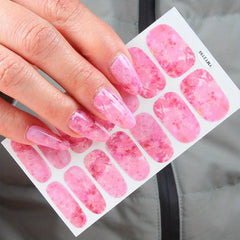 Pink Green Marble Print Toenail Polish Stickers Self Adhesive Art Decal Strips