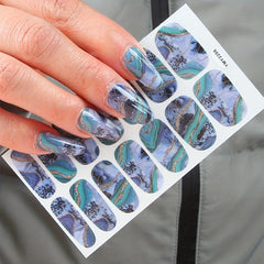 Pink Green Marble Print Toenail Polish Stickers Self Adhesive Art Decal Strips