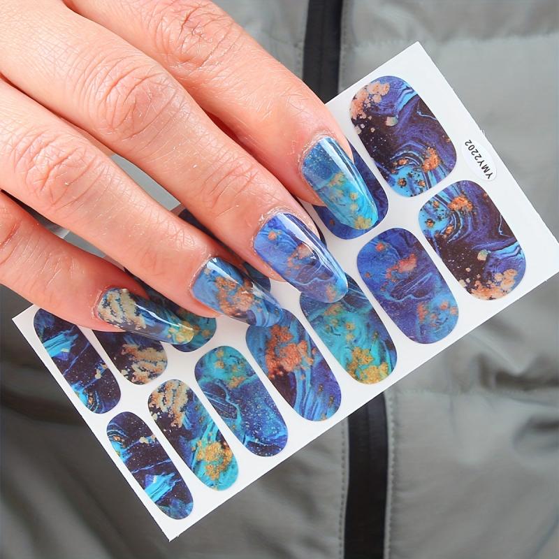 Pink Green Marble Print Toenail Polish Stickers Self Adhesive Art Decal Strips