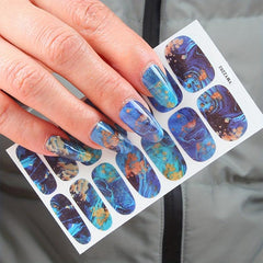 Pink Green Marble Print Toenail Polish Stickers Self Adhesive Art Decal Strips