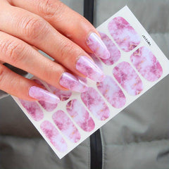 Pink Green Marble Print Toenail Polish Stickers Self Adhesive Art Decal Strips