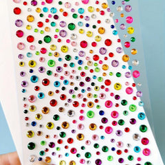 2 Rhinestone Nail Art Stickers 3-6mm Self-adhesive Gemstones