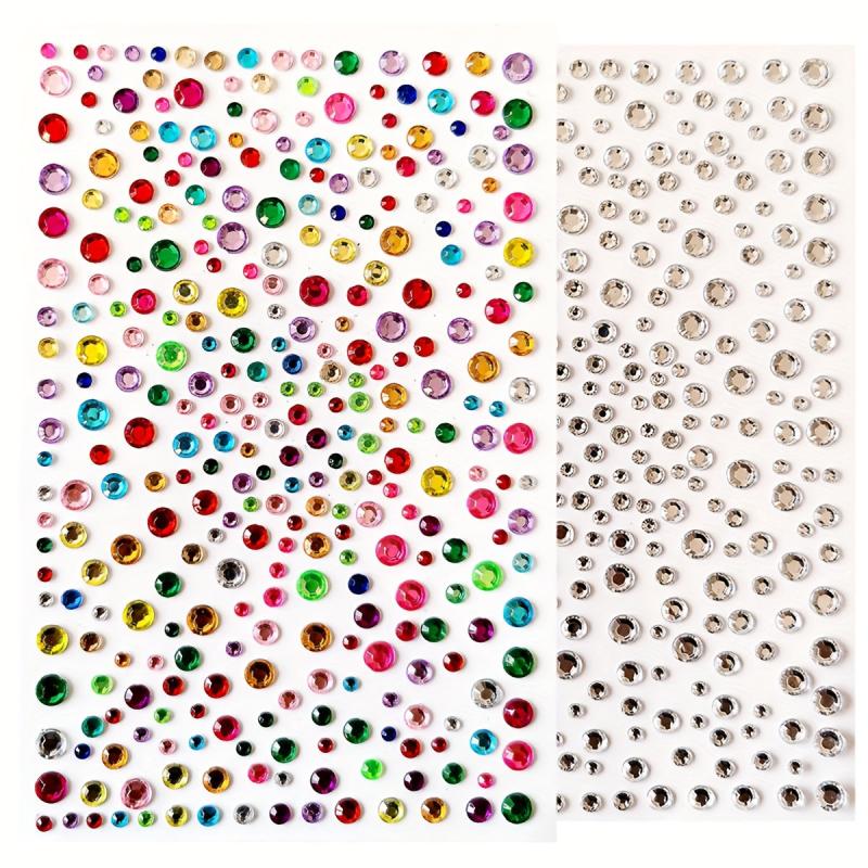 2 Rhinestone Nail Art Stickers 3-6mm Self-adhesive Gemstones