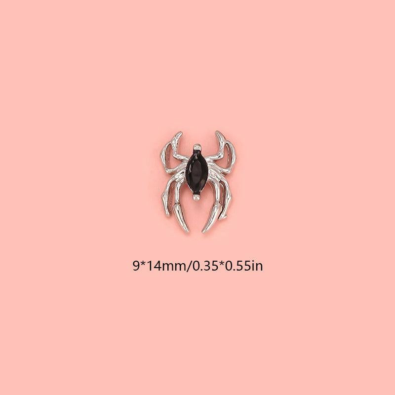 10pcs Spider Nail Art Charms Rhinestone Alloy Nail Accessories