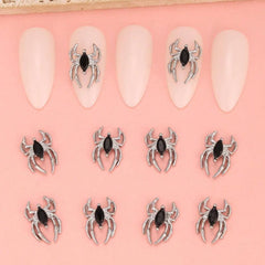 10pcs Spider Nail Art Charms Rhinestone Alloy Nail Accessories