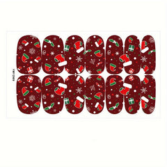 Christmas Nail Polish Stickers Snowflake Snowman Santa Self Adhesi