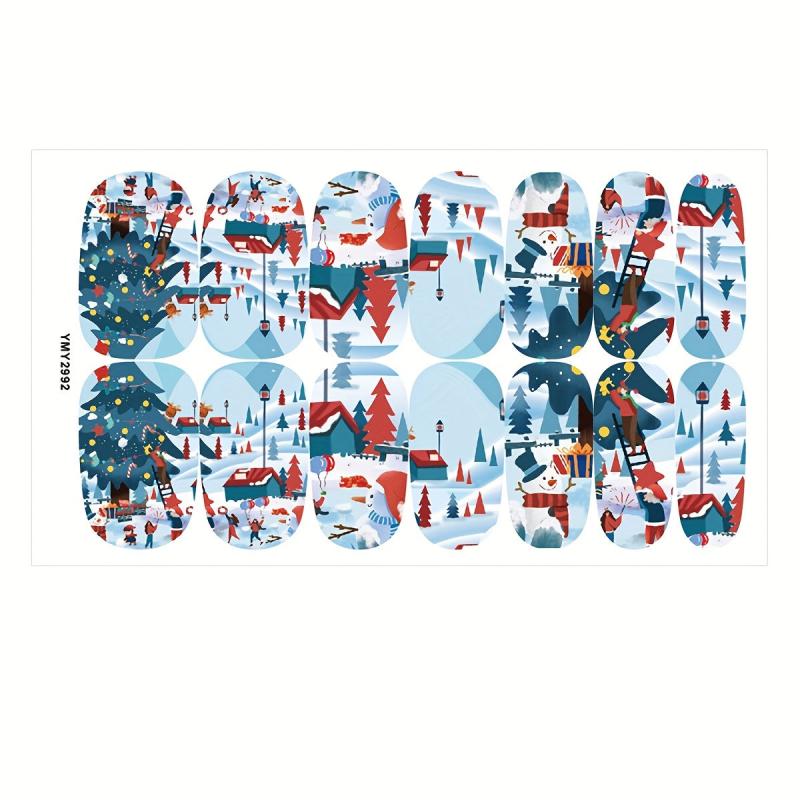 Christmas Nail Polish Stickers Snowflake Snowman Santa Self Adhesi