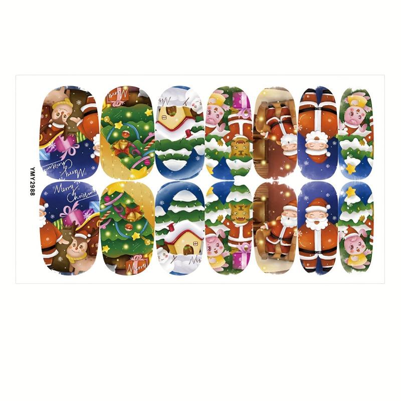 Christmas Nail Polish Stickers Snowflake Snowman Santa Self Adhesi