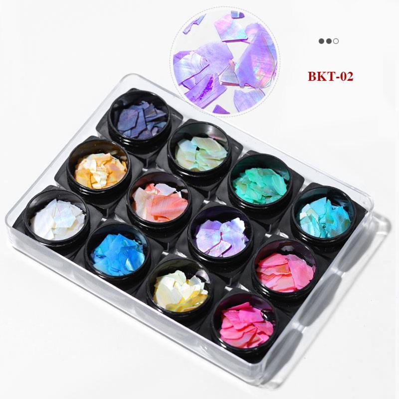 12 Boxes Colorful 3D Nail Abalone Slices Nail Art Shell Stones Nail Sequins