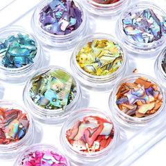 12 Boxes Colorful 3D Nail Abalone Slices Nail Art Shell Stones Nail Sequins