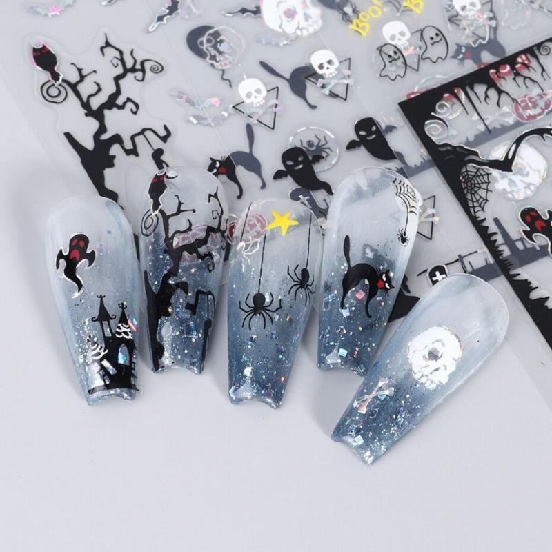 Halloween Nail Art Stickers Spider Skull Ghost E Nail Decals
