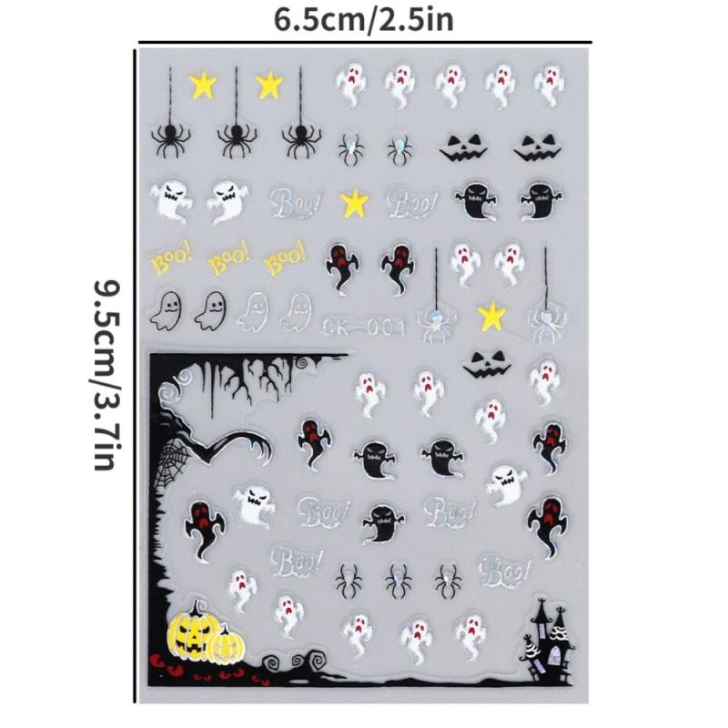 Halloween Nail Art Stickers Spider Skull Ghost E Nail Decals